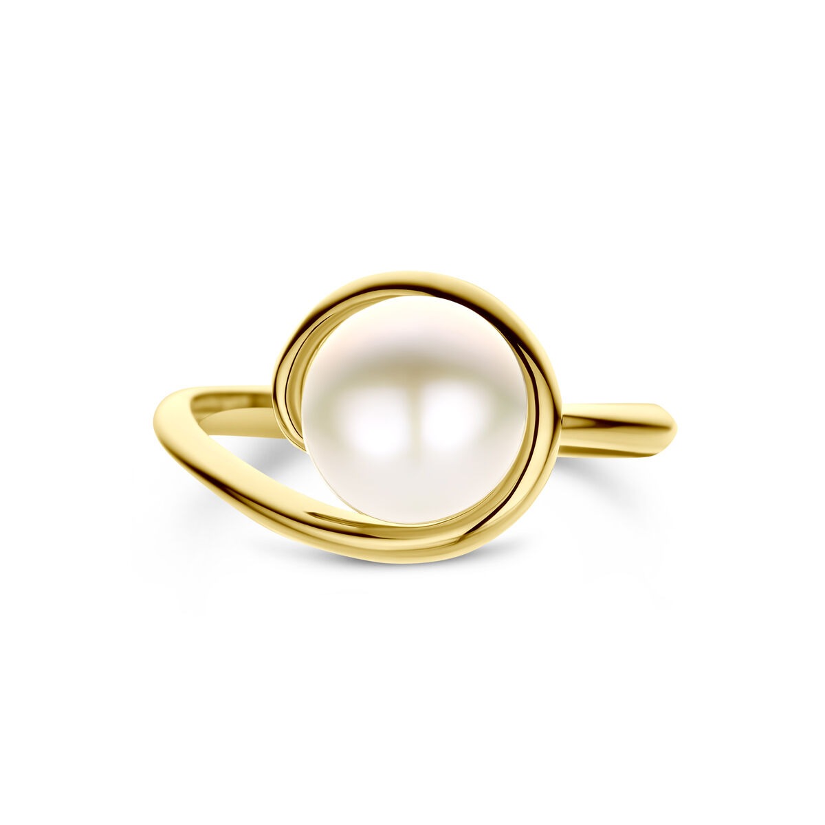 bague en or jaune 14k avec perle