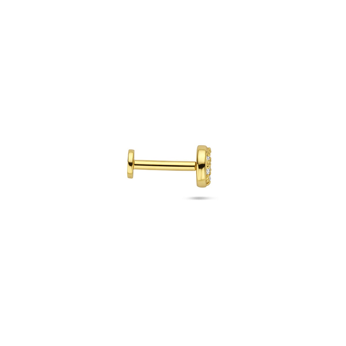 Piercing plaqué or argent à dos plat avec zircone
