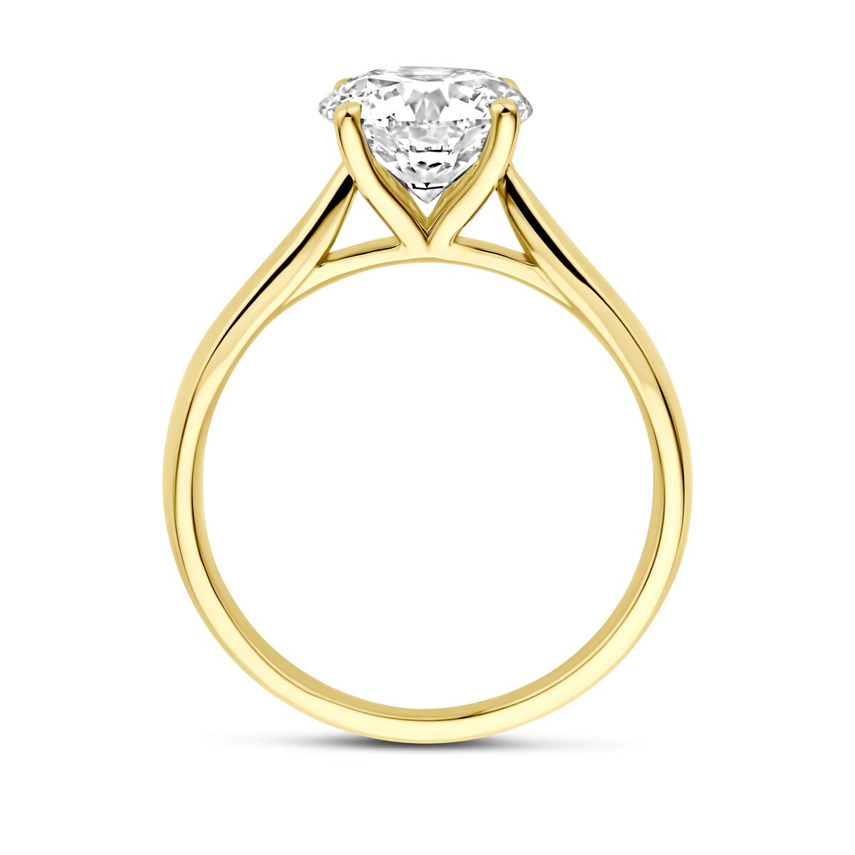 Bague en or jaune 14k avec diamant de culture de 2.00ct