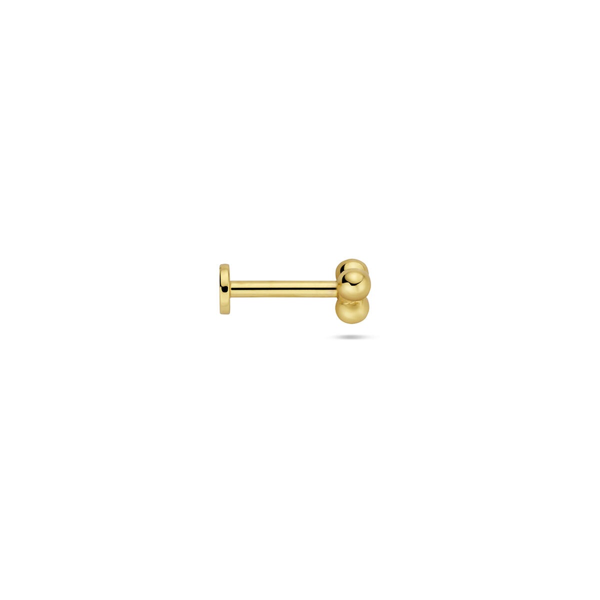 Piercing à dos plat plaqué or trois billes – argent 925