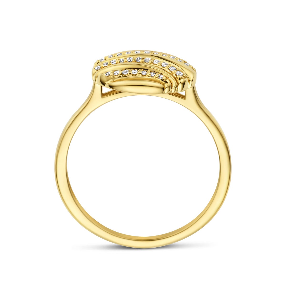 Bague en or jaune 14k avec diamant 0.09ct design rond