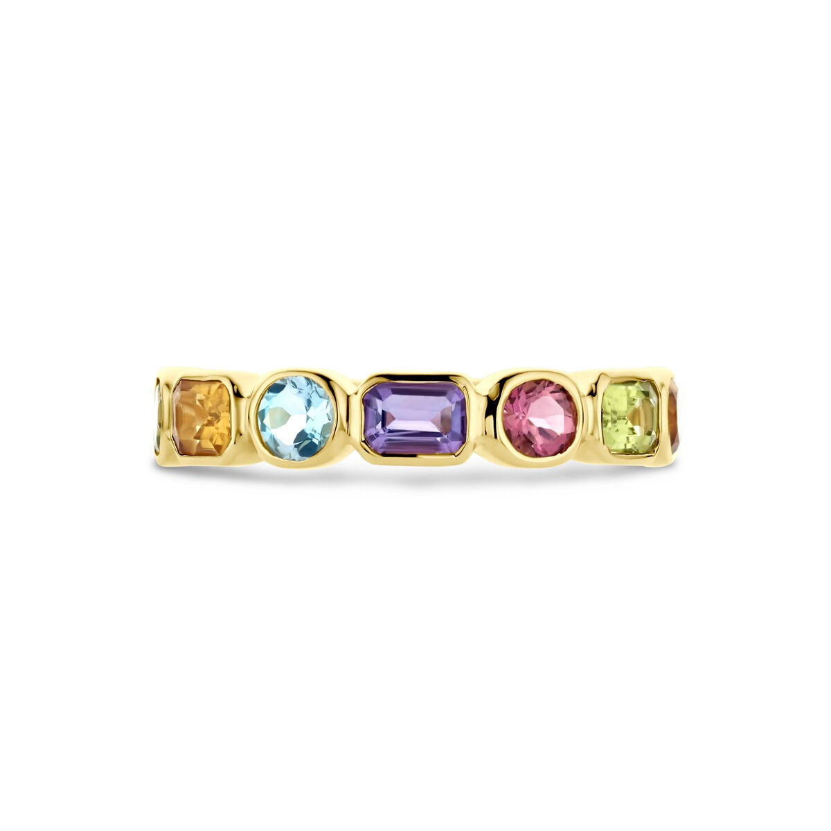 Bague en or pour femme – 14k avec améthyste, topaze, citrine et péridot
