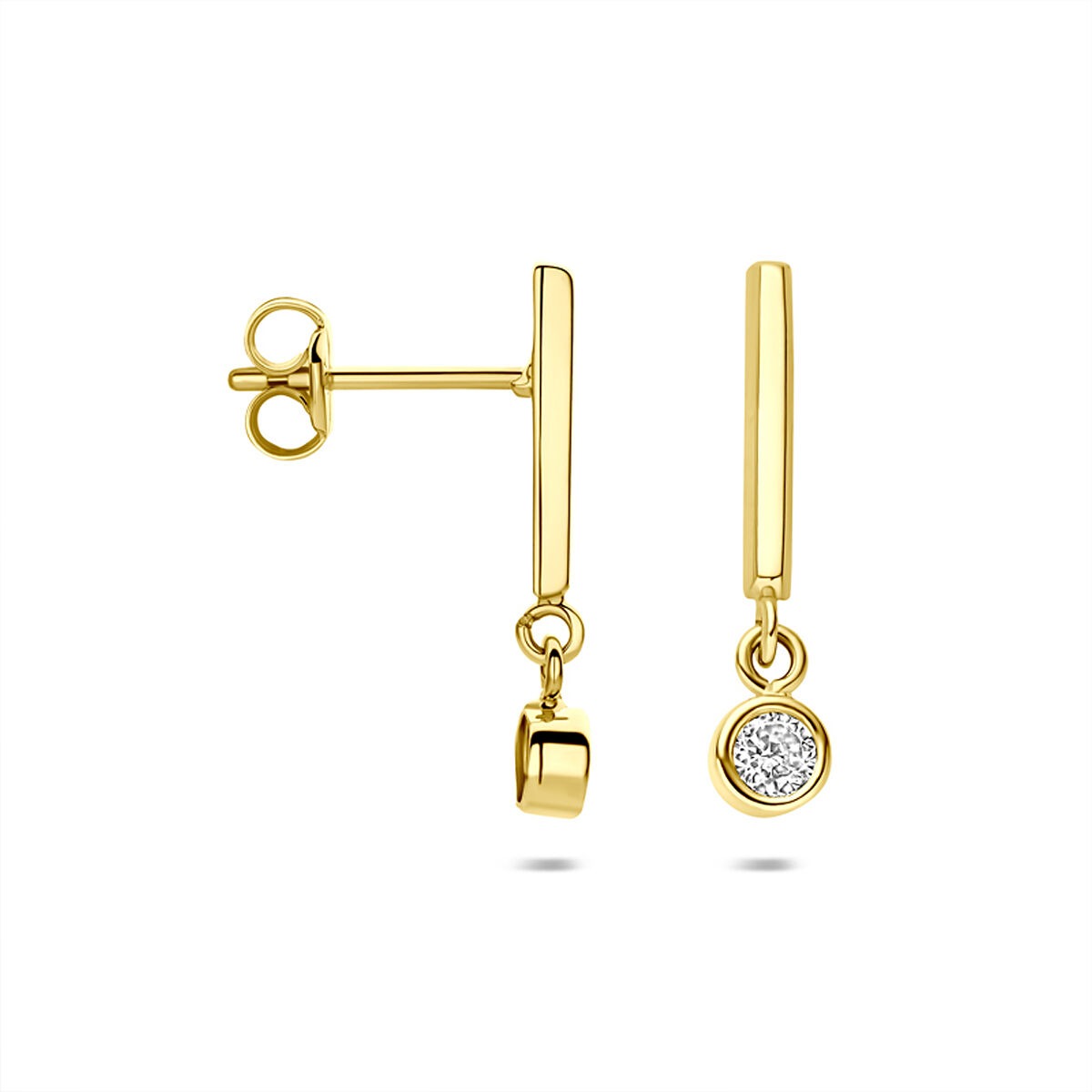 Boucles d'oreilles en or jaune 14k avec zircone taillée en brillant