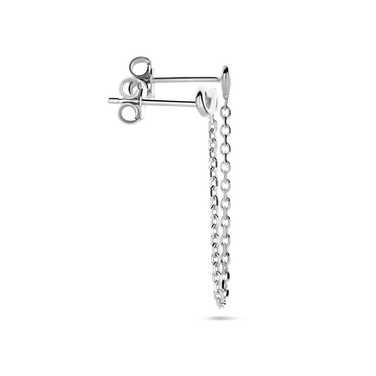 Puces d'oreilles en argent rhodié avec cœur et symbole d'infini