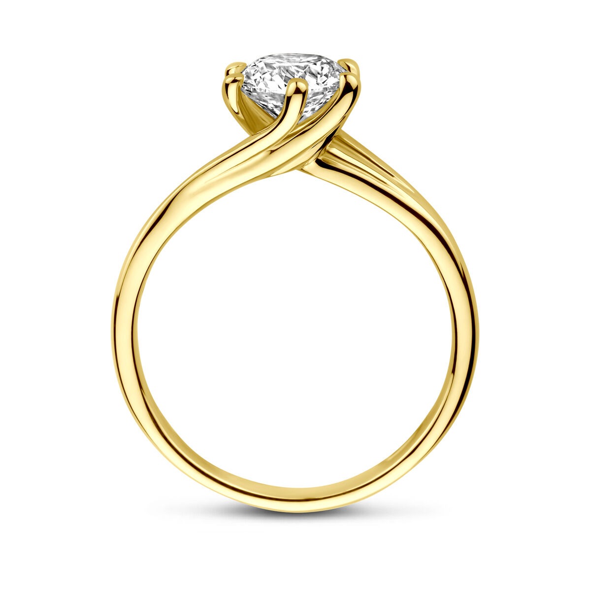 Bague en or jaune 14k avec diamant de culture de 1.00ct