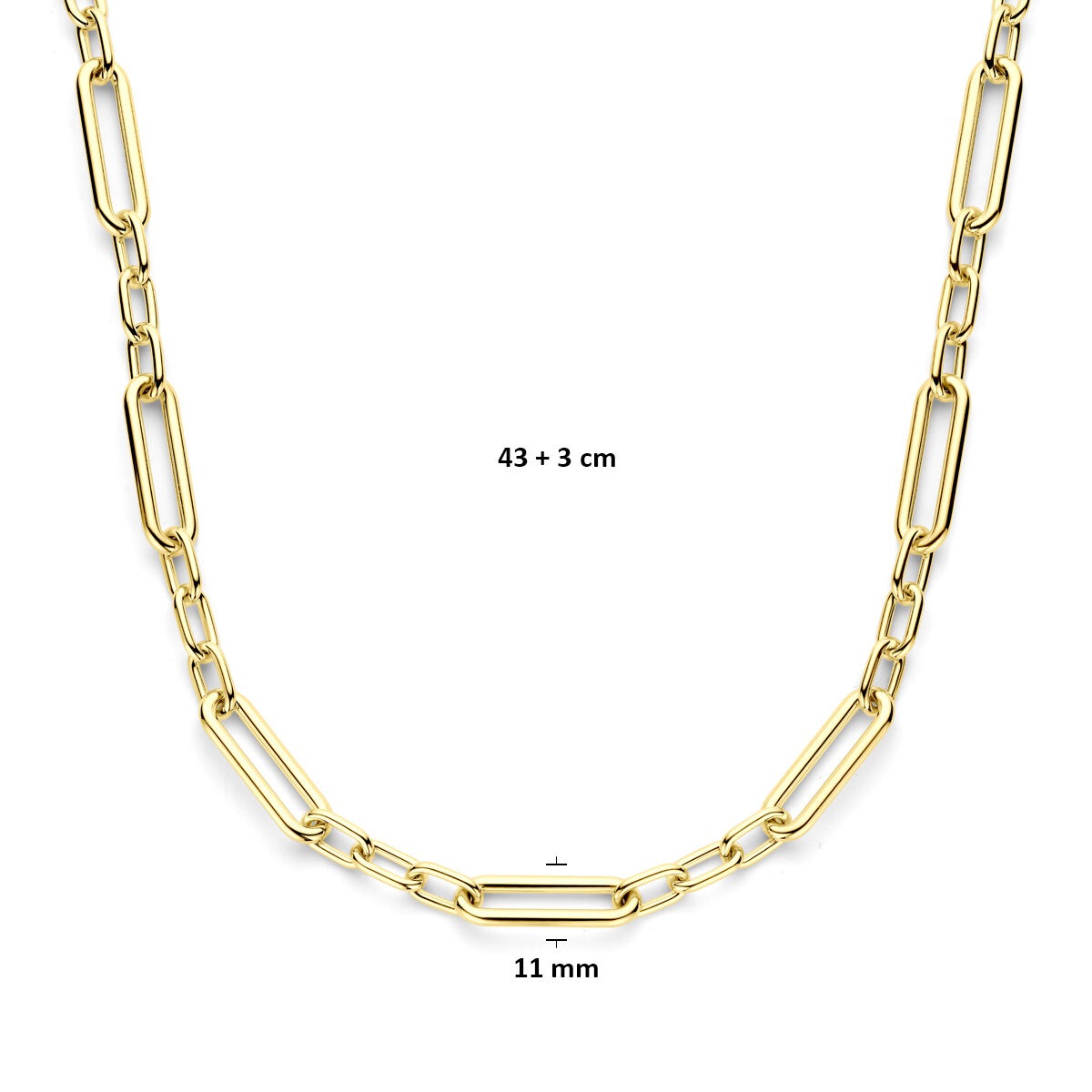 Collier ancre en or pour femme – 14k avec fermoir à mousqueton 11 mm 43 + 3 cm