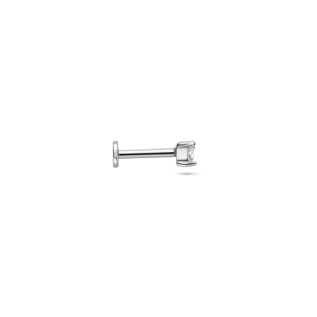 Piercing en argent plat avec zircone triangulaire – rhodié argent 925