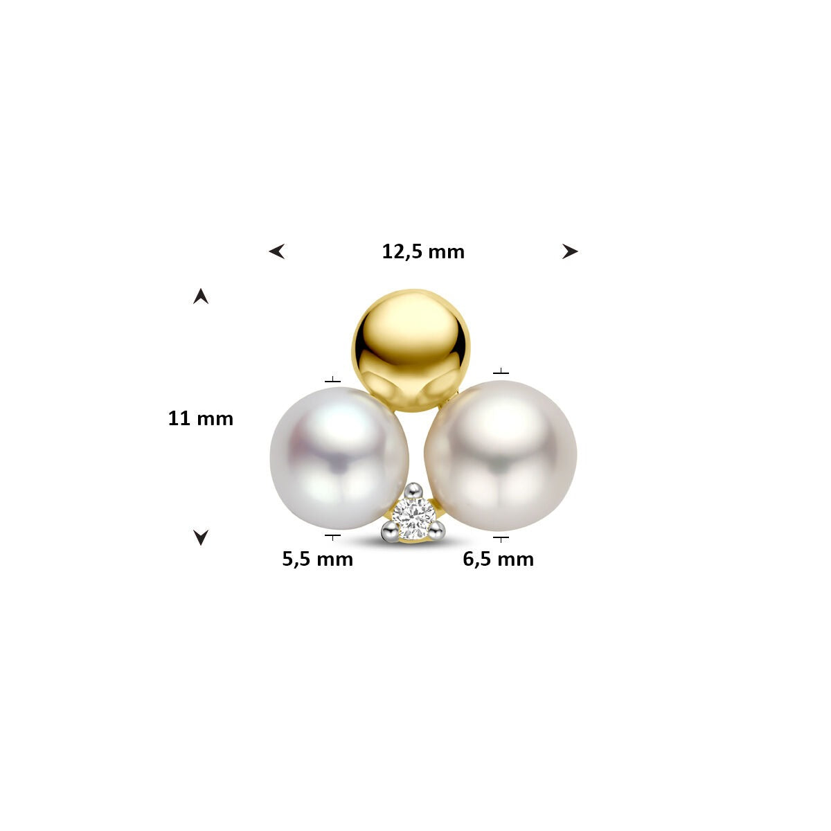 Pendentif en or avec perle et diamant 14k 0.02ct h si 11 mm