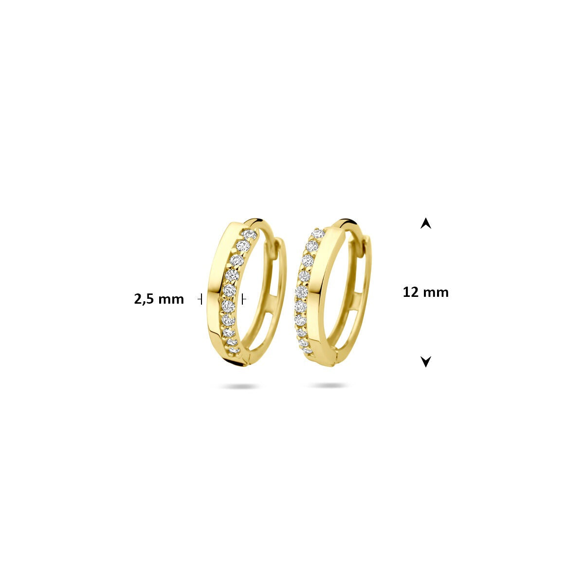 créoles en or jaune 9k avec zircone