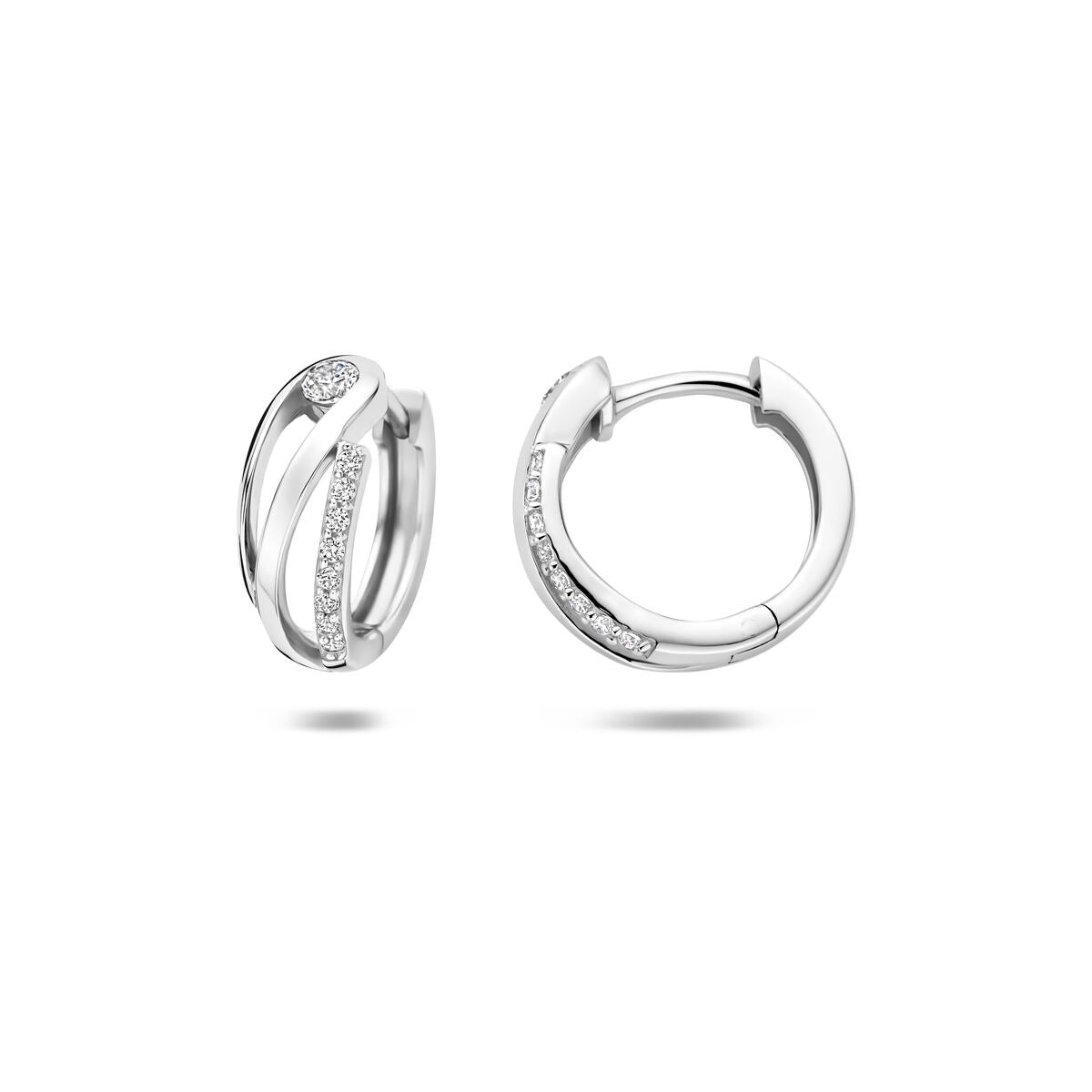 Créoles en argent avec zircone – rhodiées 925