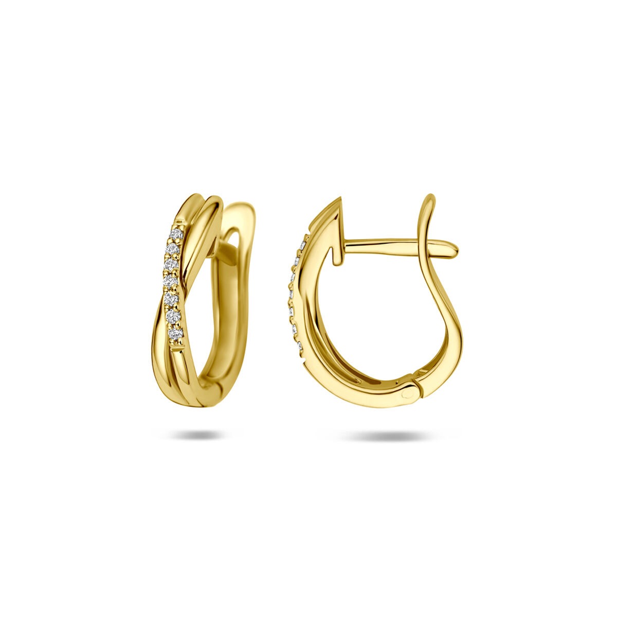 Créoles en or jaune 14k avec diamant cultivé en laboratoire