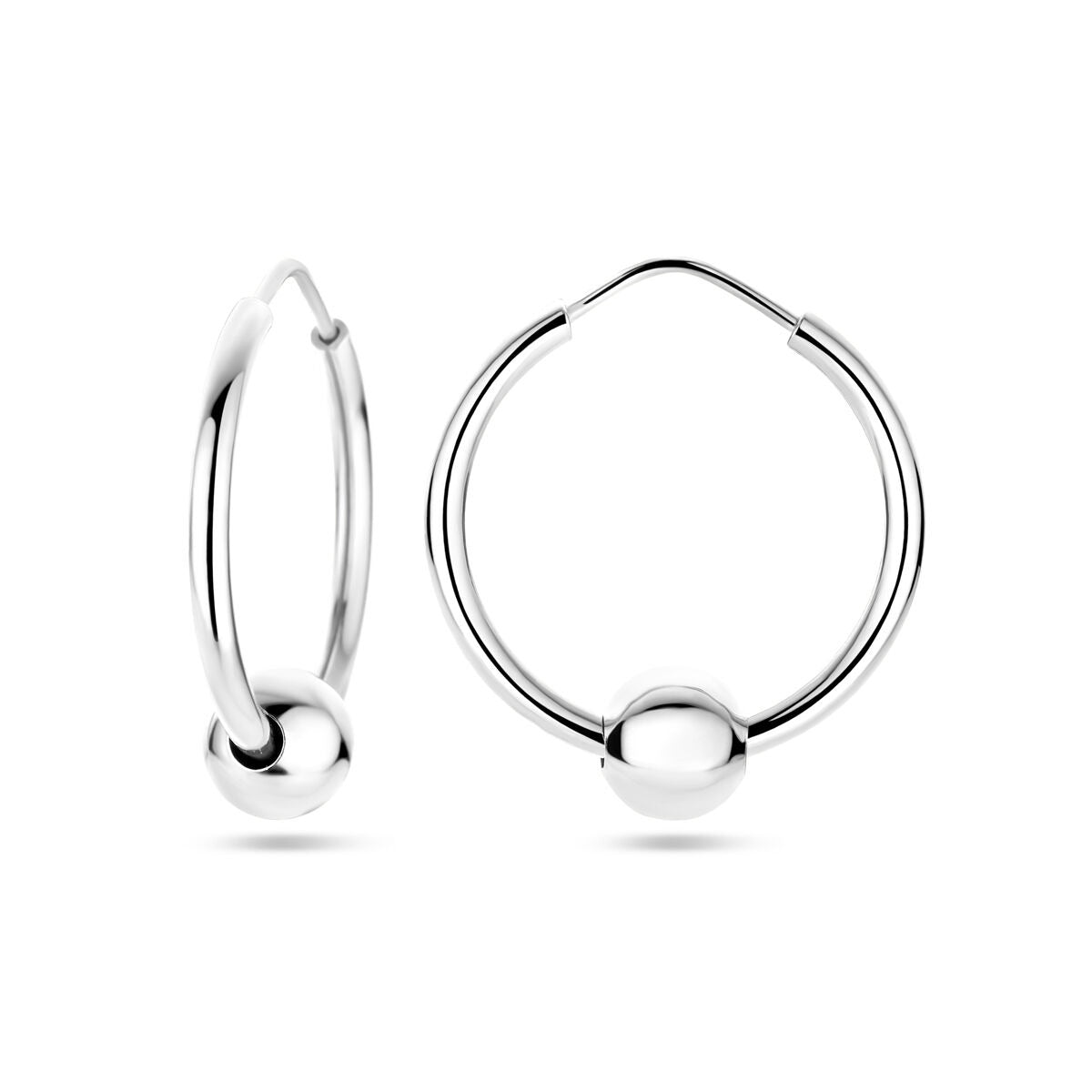 Créoles en argent avec boule – rhodié argent 925