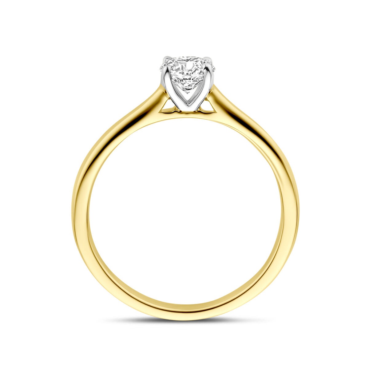 Bague en or jaune et blanc bicolore 14k avec diamant de 0,50 ct cultivé en laboratoire