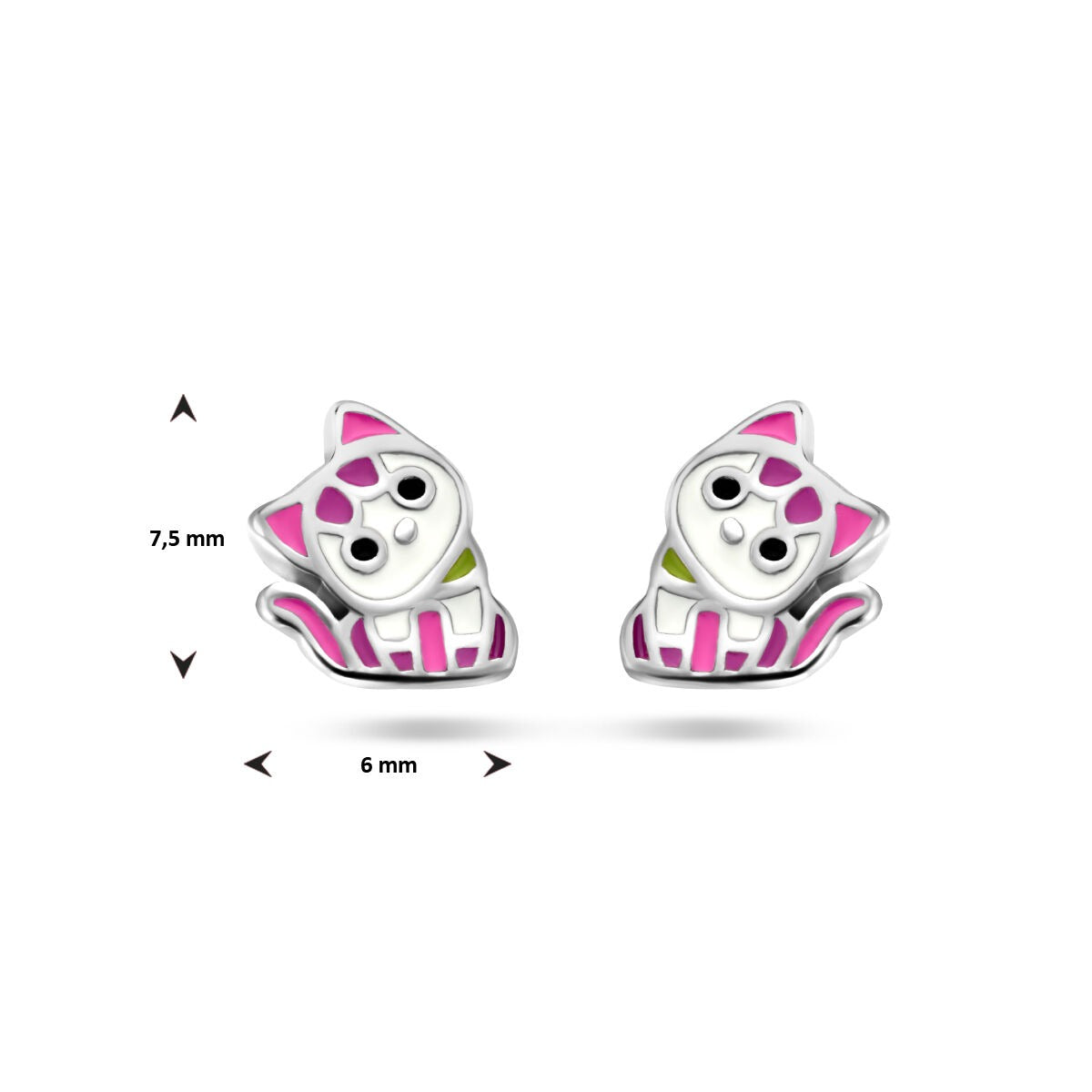 Puces d'oreilles en argent - rhodiées avec émail coloré