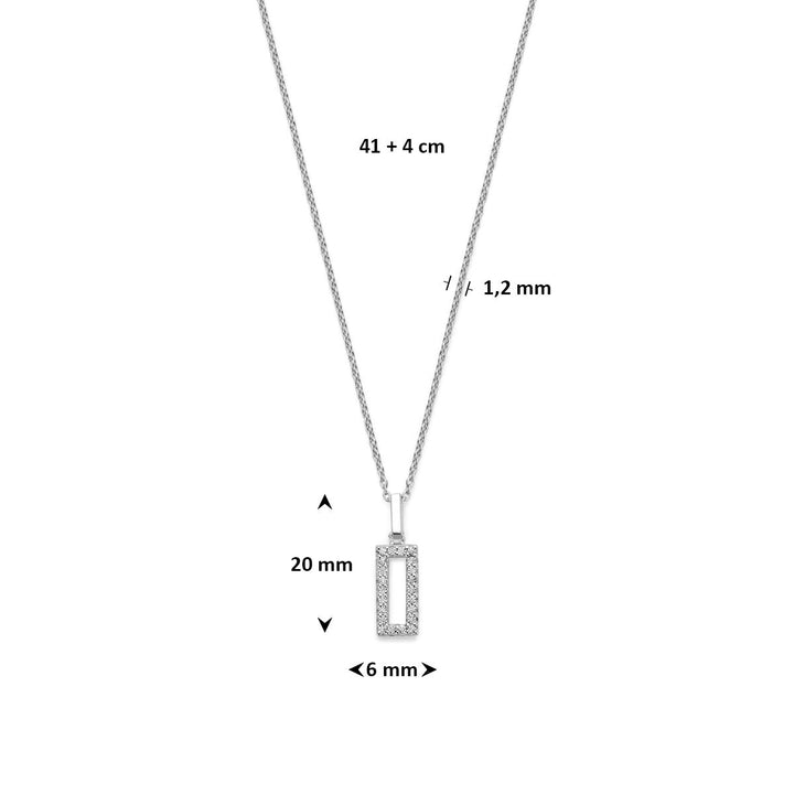 Gerhodineerd zilveren dames collier met zirkonia