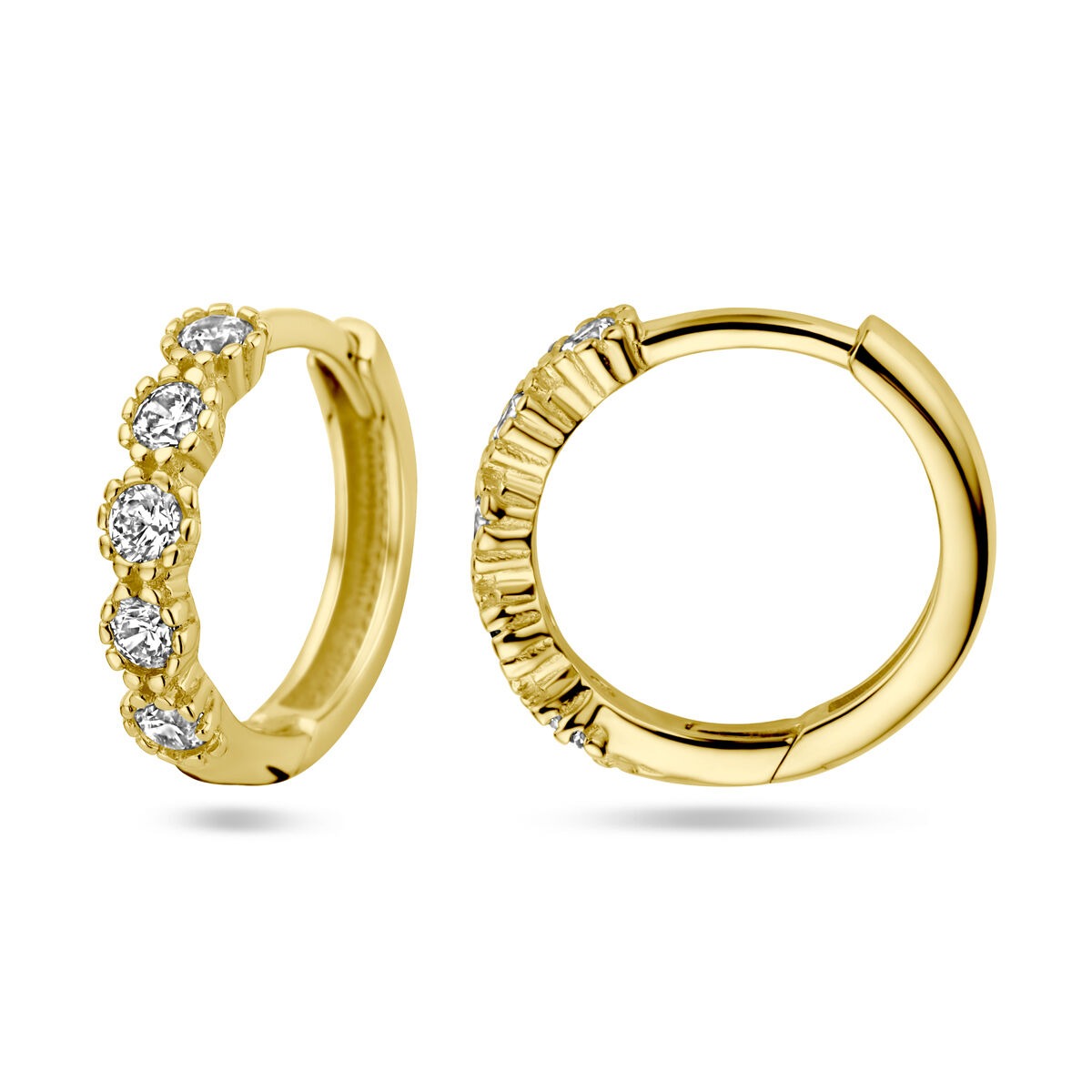 Créoles en or 14k pour femme avec zircone – 13 mm