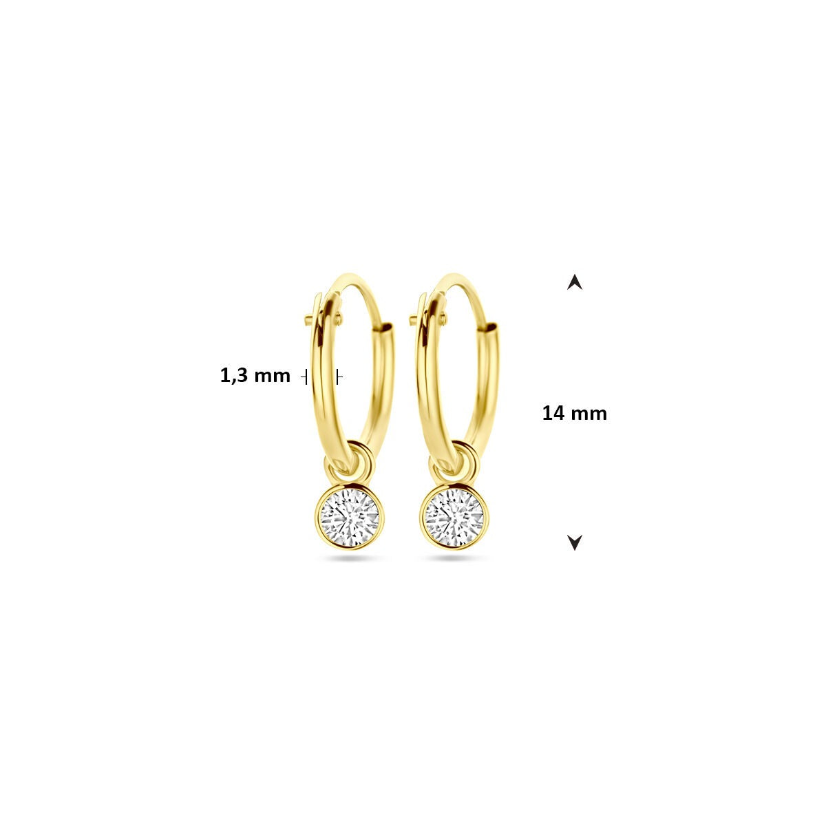 Créoles en or avec zircone – 14k, boîtier
