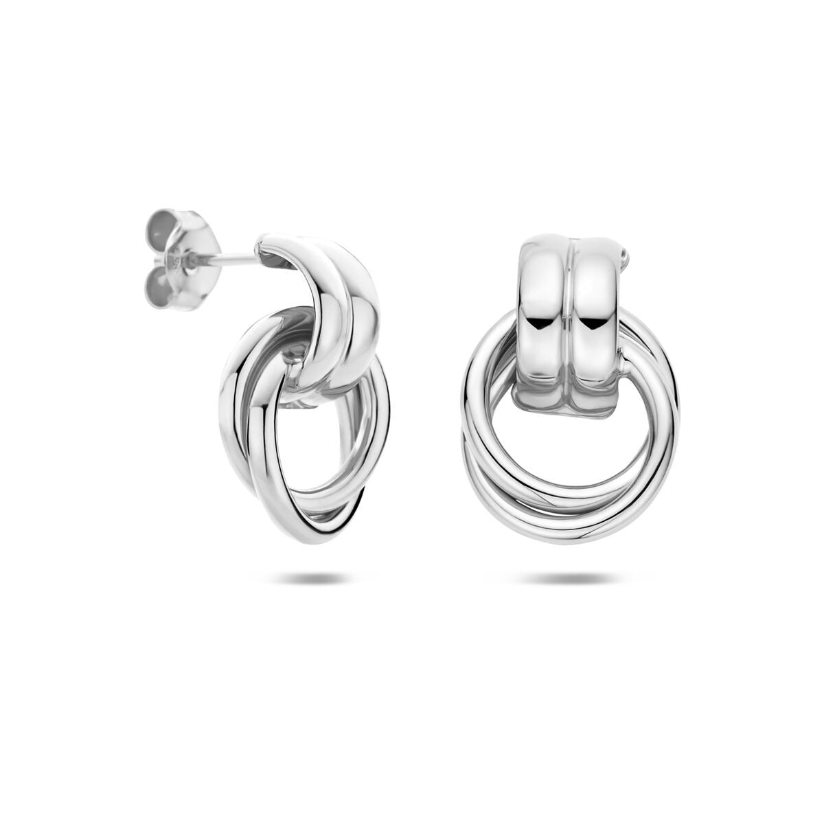 Boucles d'oreilles puces rhodiées en argent 925 20 x 13.5 mm