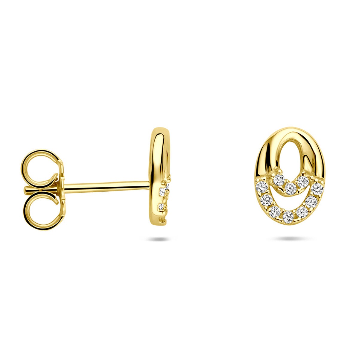 Puces d'oreilles en or 14k avec zircone – Monture entourage