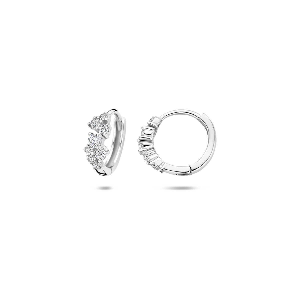 Créoles en argent rhodié avec zircone