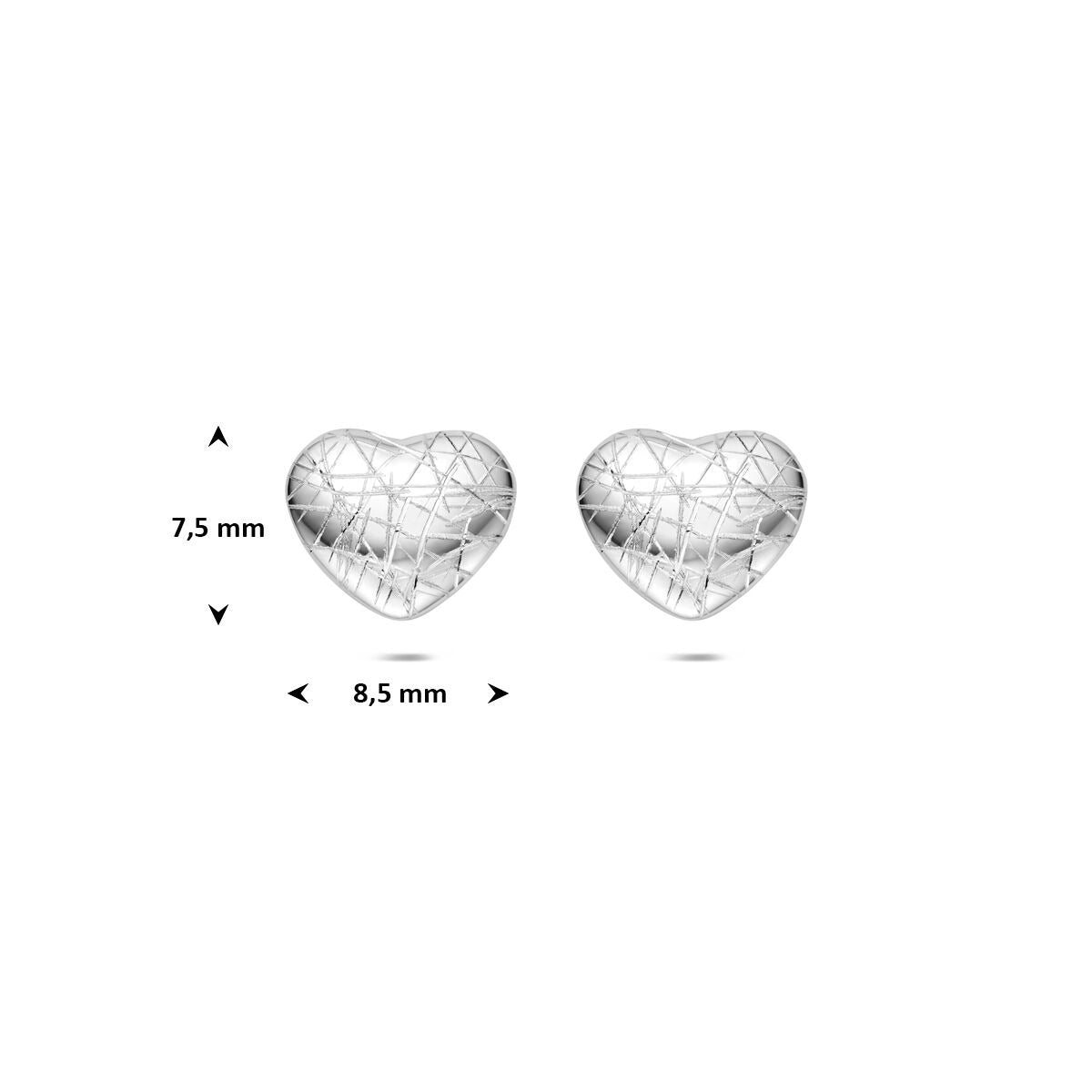 Puces d'oreilles en argent 925 rhodiées en forme de cœur