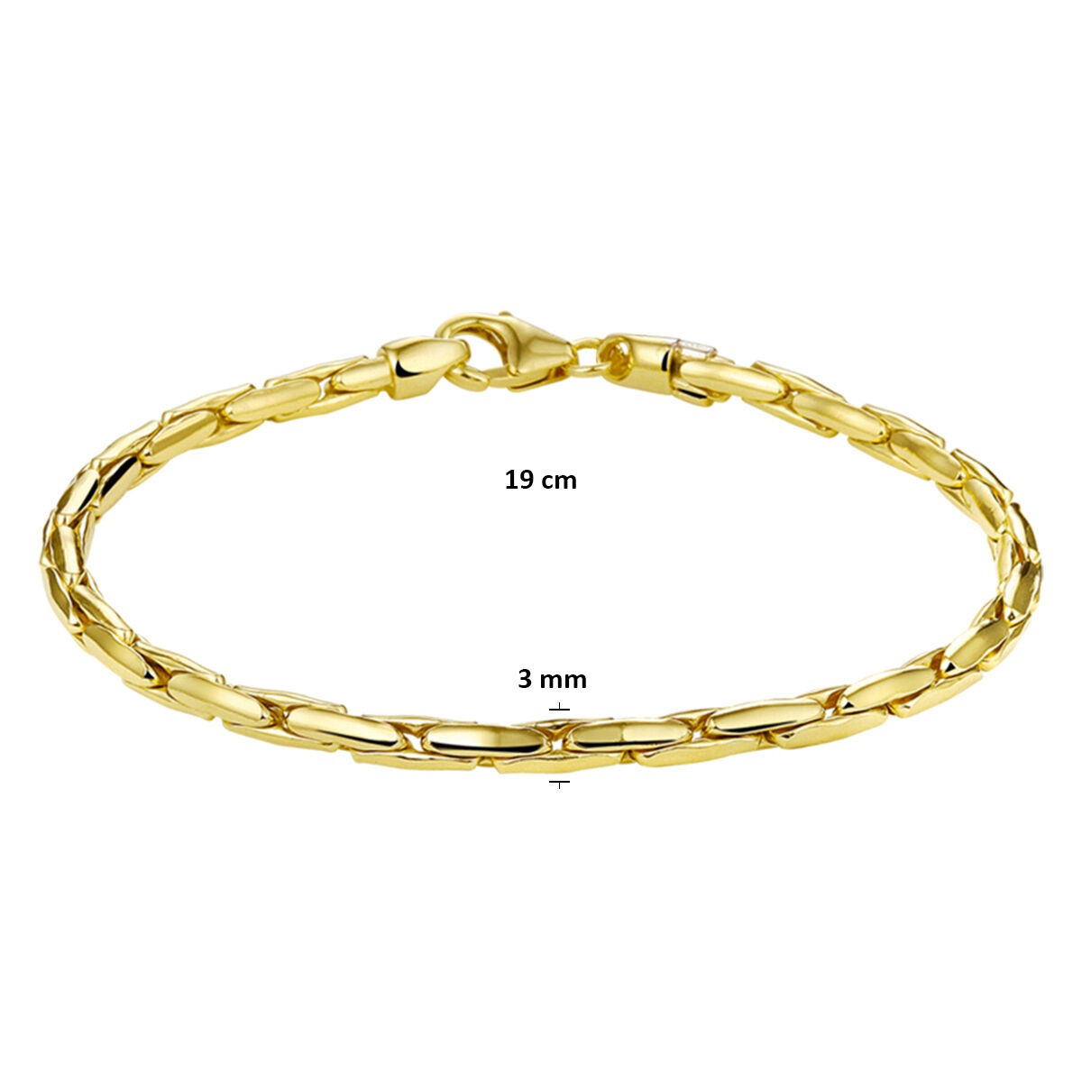 Bracelet en or jaune 9k avec noyau en argent