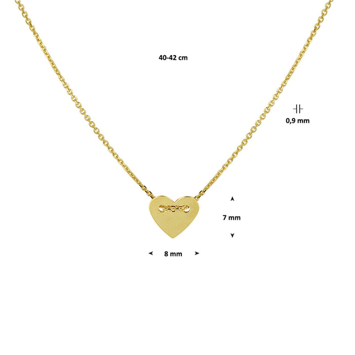 Geelgouden ketting met hartje in anker schakel – 14k