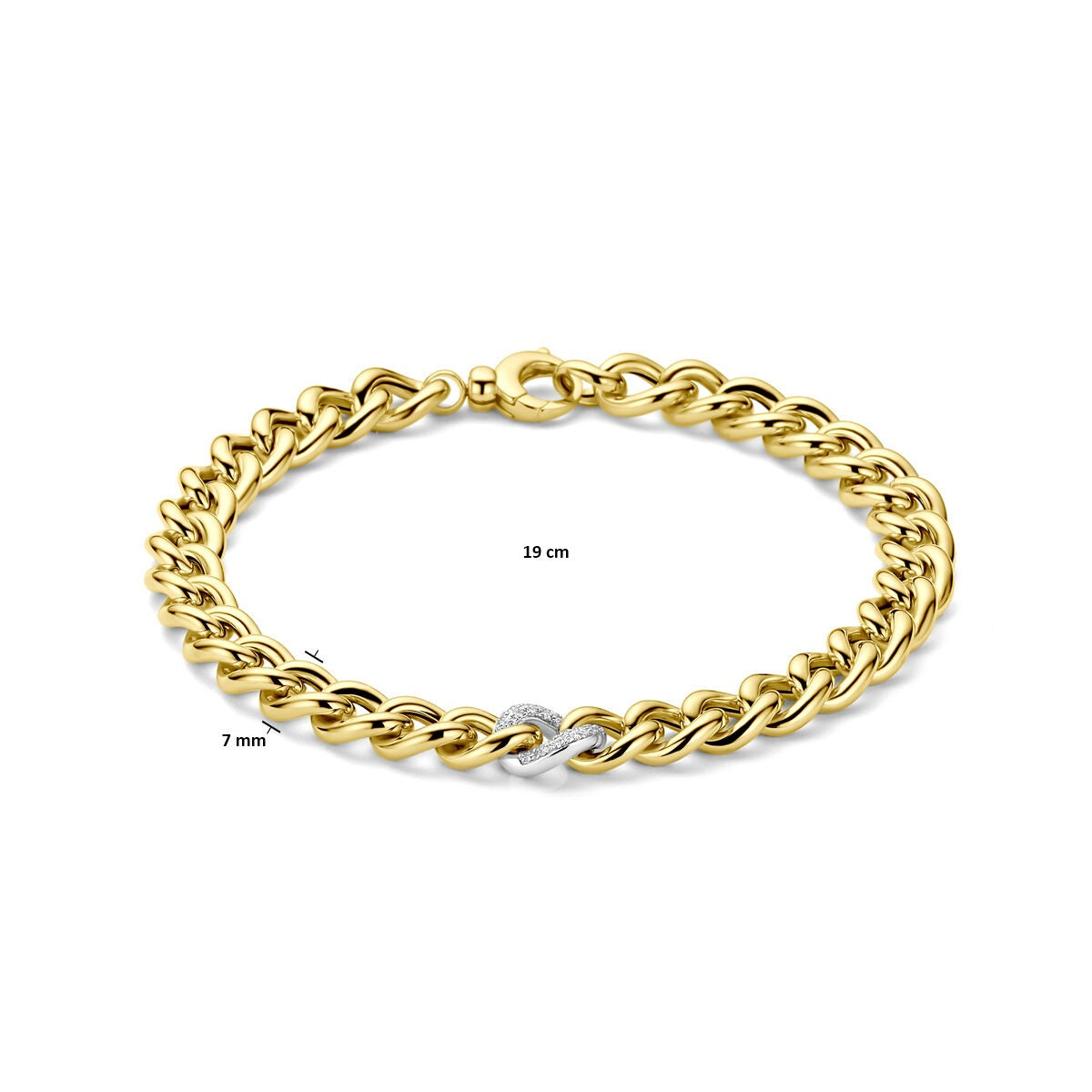 Bracelet en Or Jaune et Or Blanc Bicolore avec Diamant
