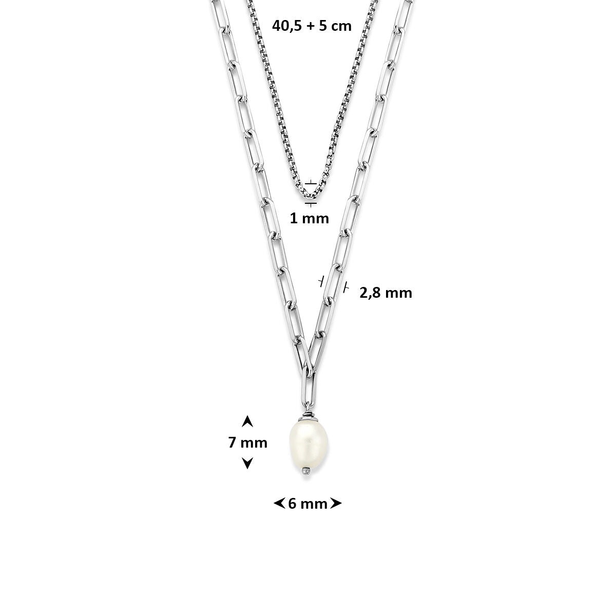 Collier en argent rhodié avec perle
