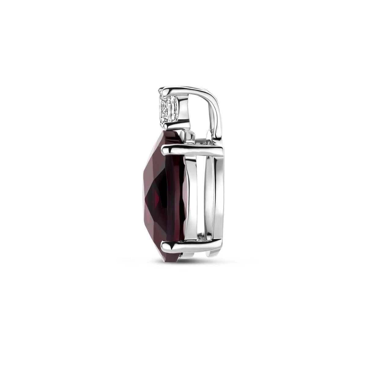 Pendentif en argent avec grenat et zircone – rhodié argent 925, 13 x 8 mm