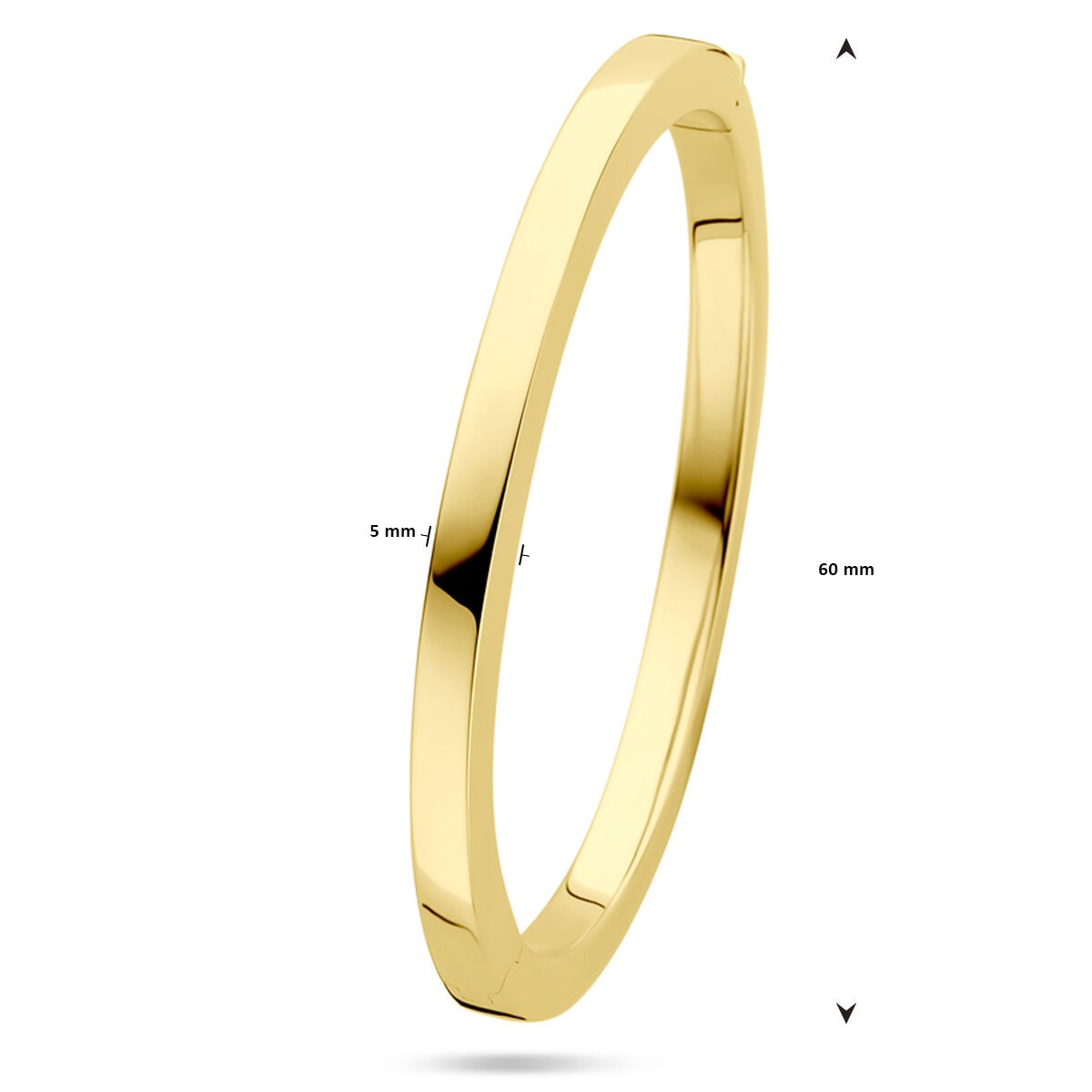 bangle en or jaune 14k – 5 mm de large, avec fermoir à charnière