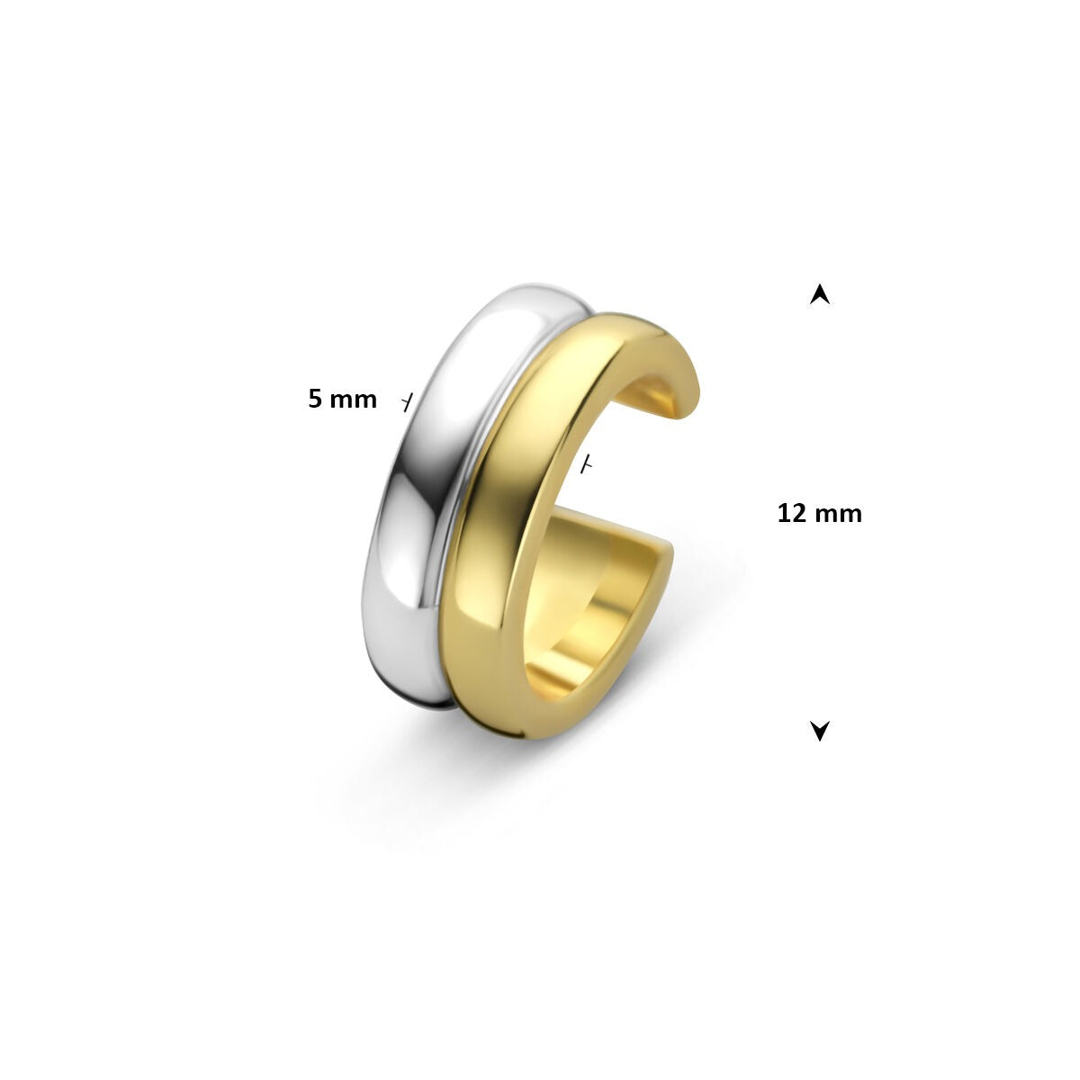 Ear cuff plaqué or et rhodié bicolore – 925 argent