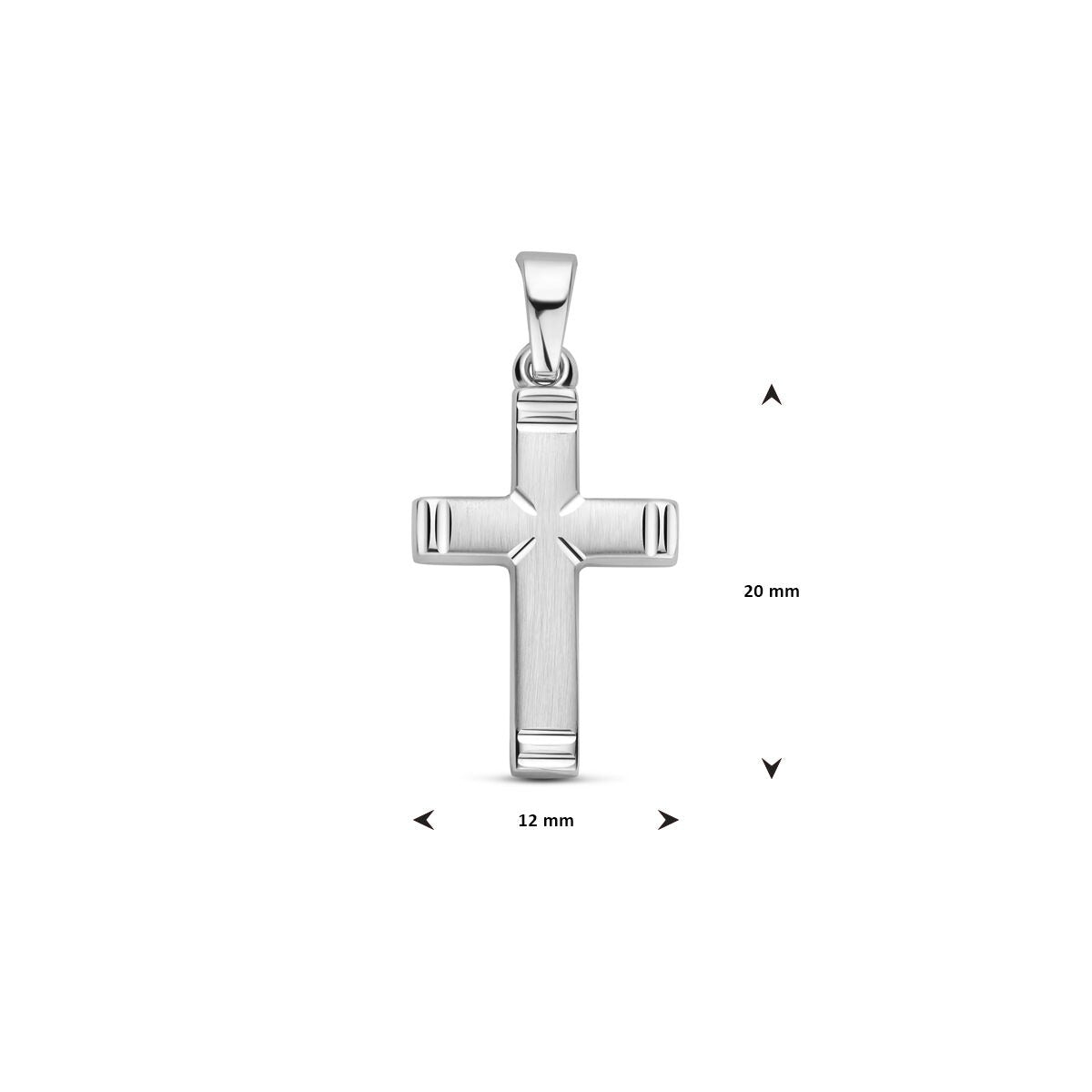 Pendentif croix en argent – rhodié 925 argent avec finition mate, polie et diamantée
