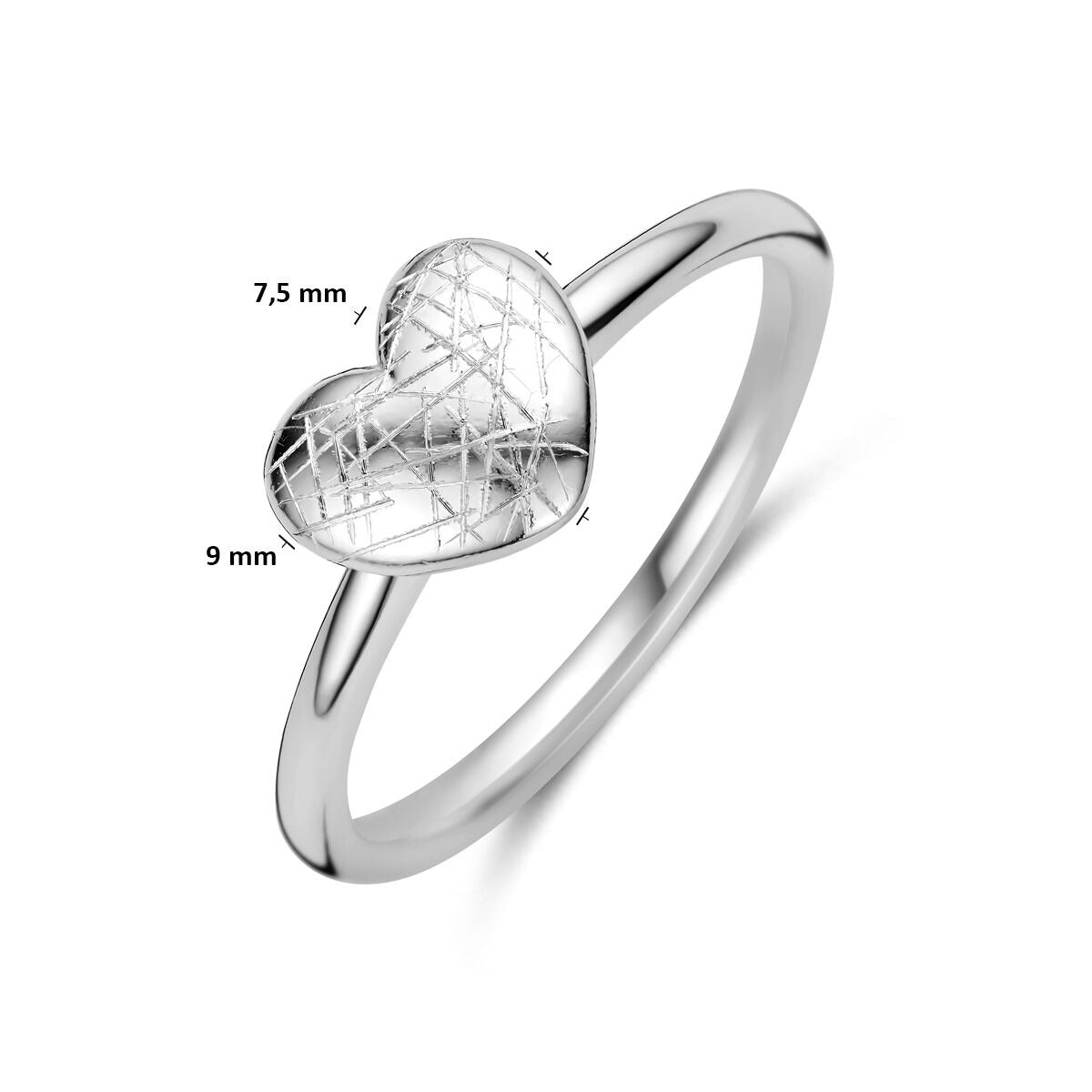 bague cœur rayé argent rhodié