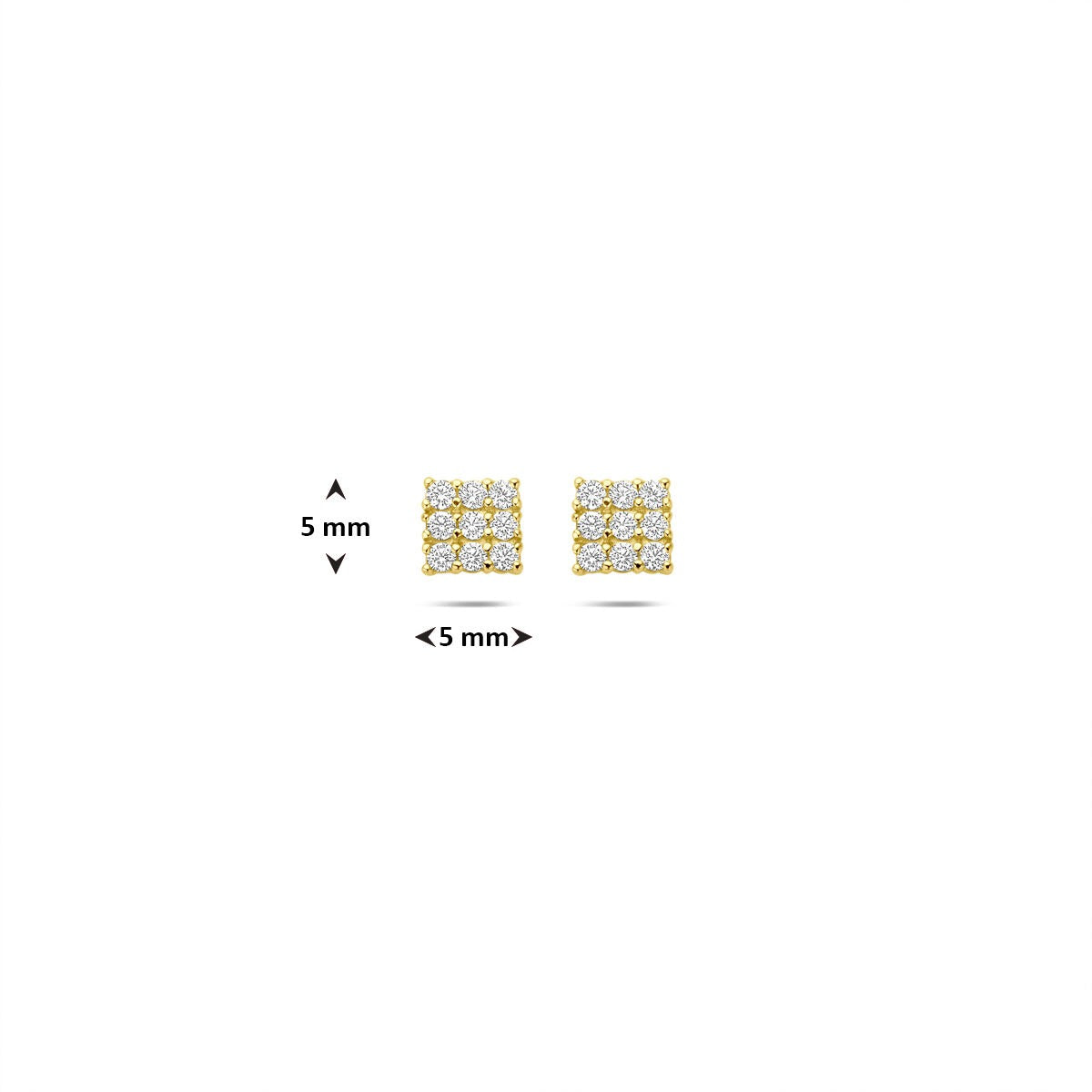 Puces d'oreilles en or avec pavé de zircone – 14k
