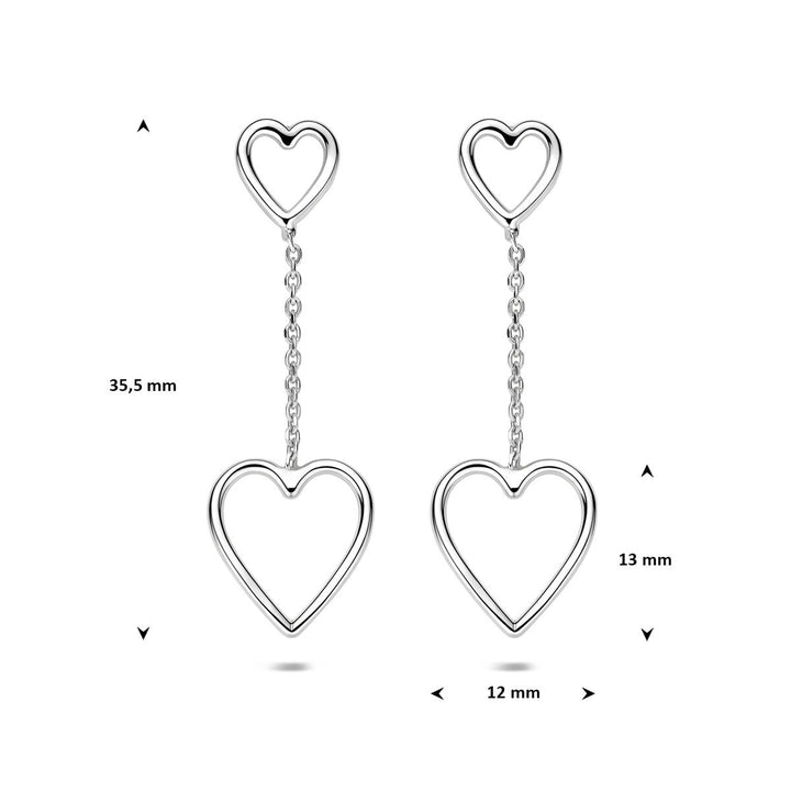 Gerhodineerd 925 zilveren oorhangers met hartjes