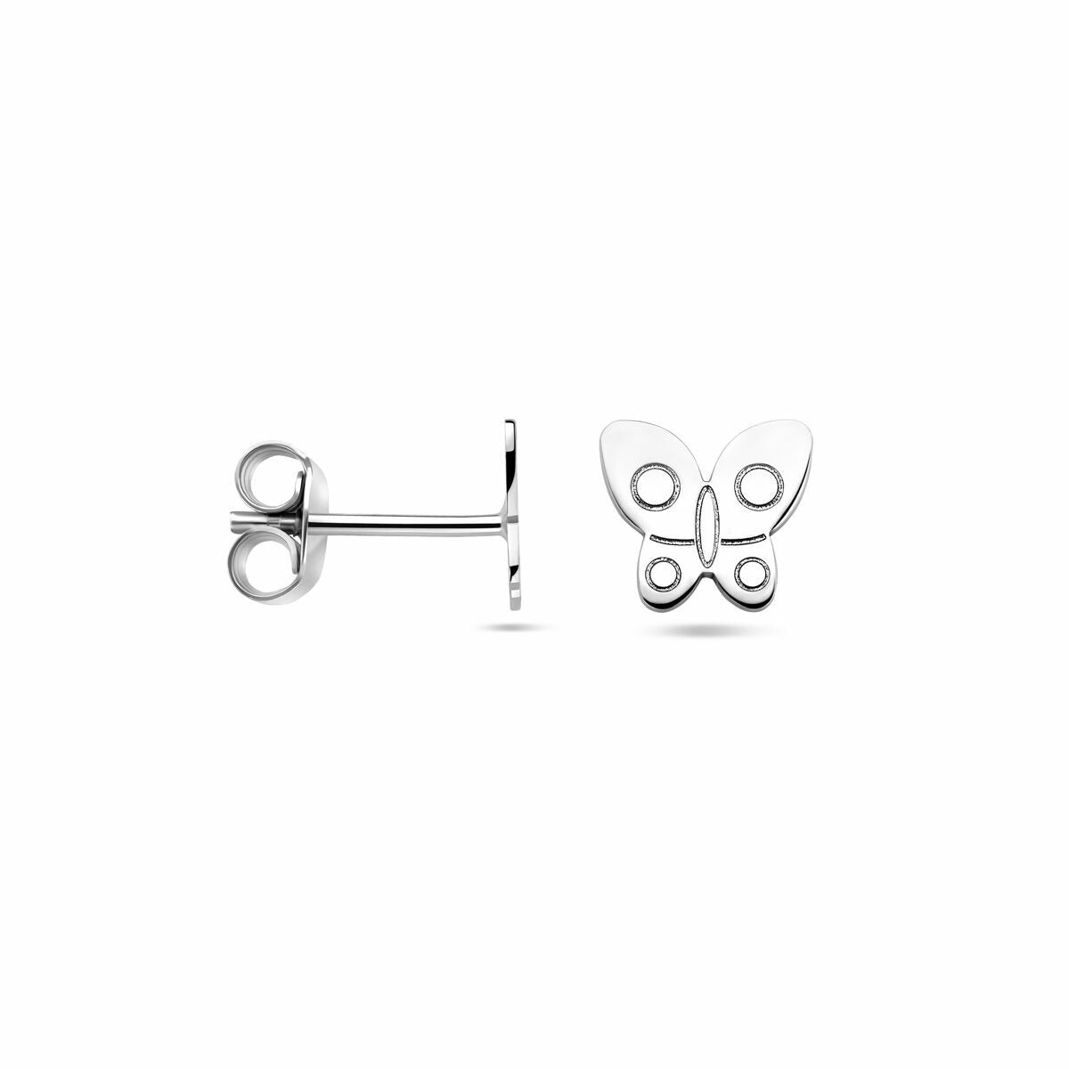 Puces d'oreilles en argent rhodié pour enfant en forme de papillon