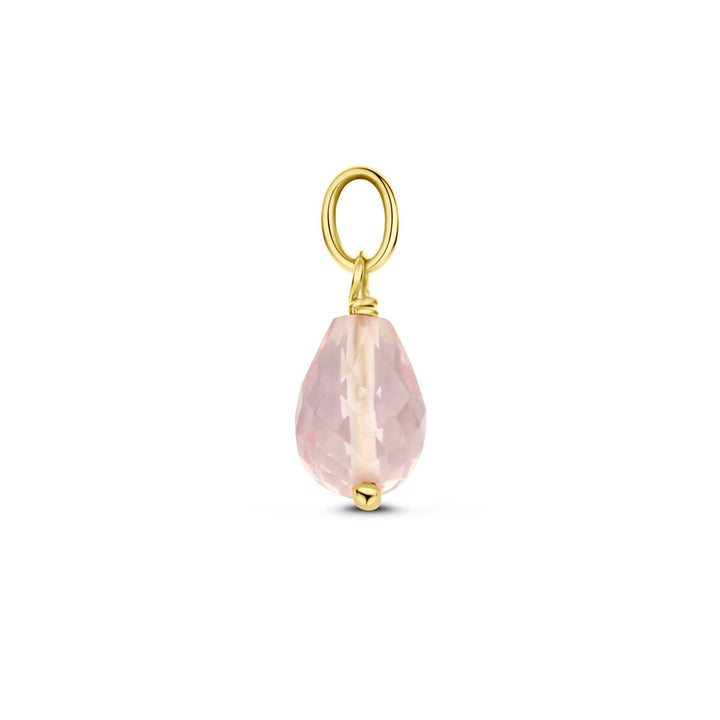 14k Geelgouden Hanger met Rozenkwarts – Briolette Geslepen