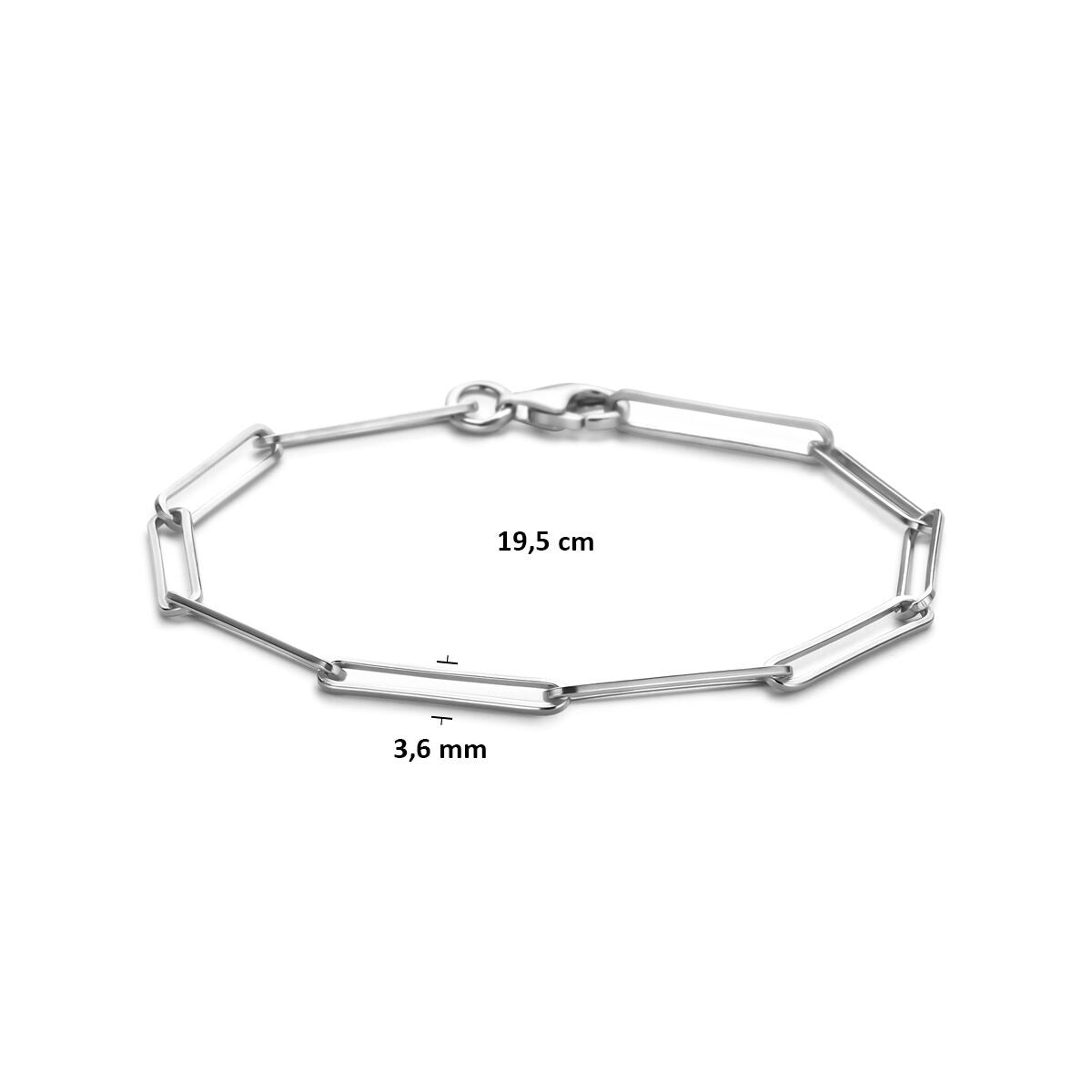 Bracelet pour femme en argent rhodié maille ancre 3,6 mm 19,5 cm