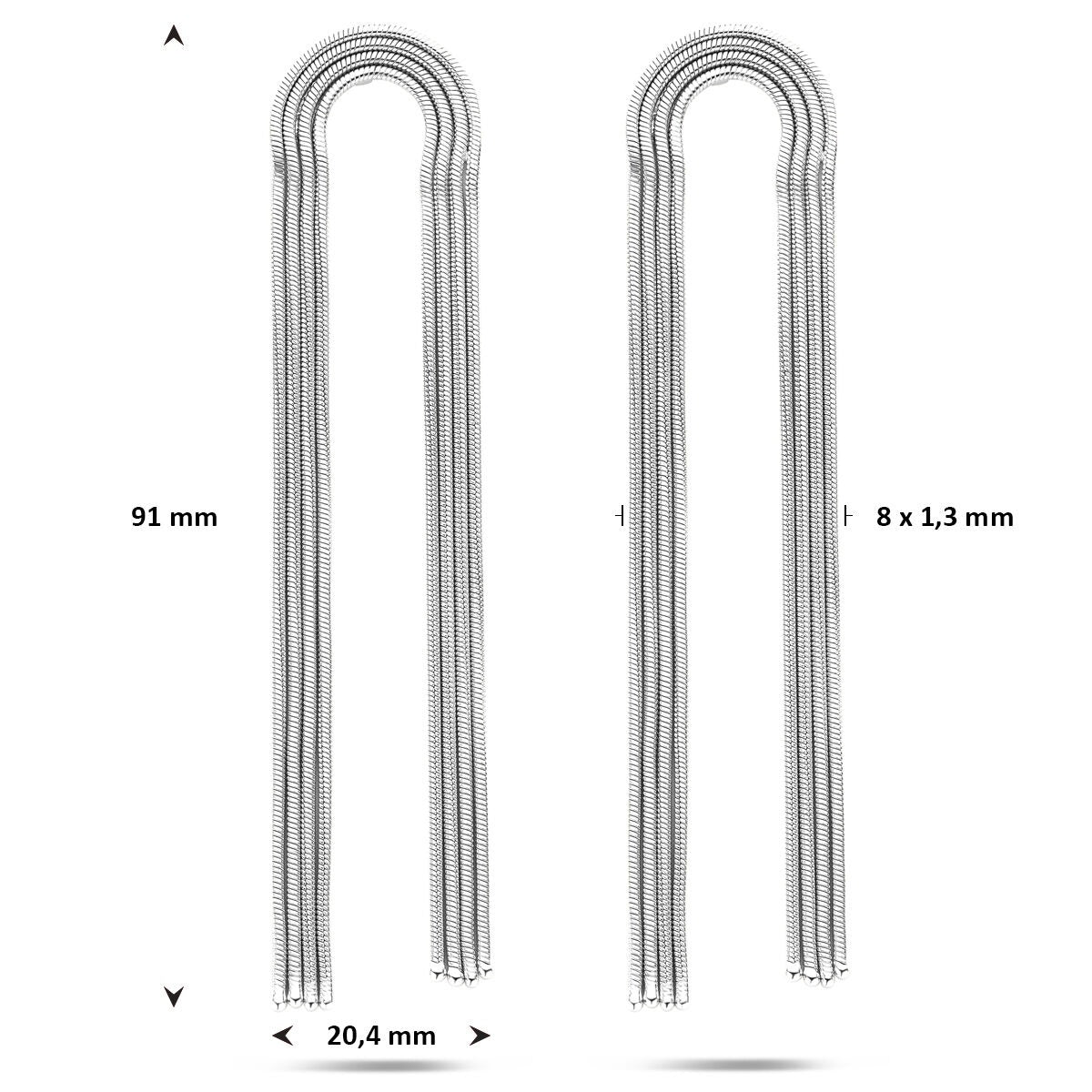Boucles d'oreilles argent motif maille – rhodié 925 argent 91 mm
