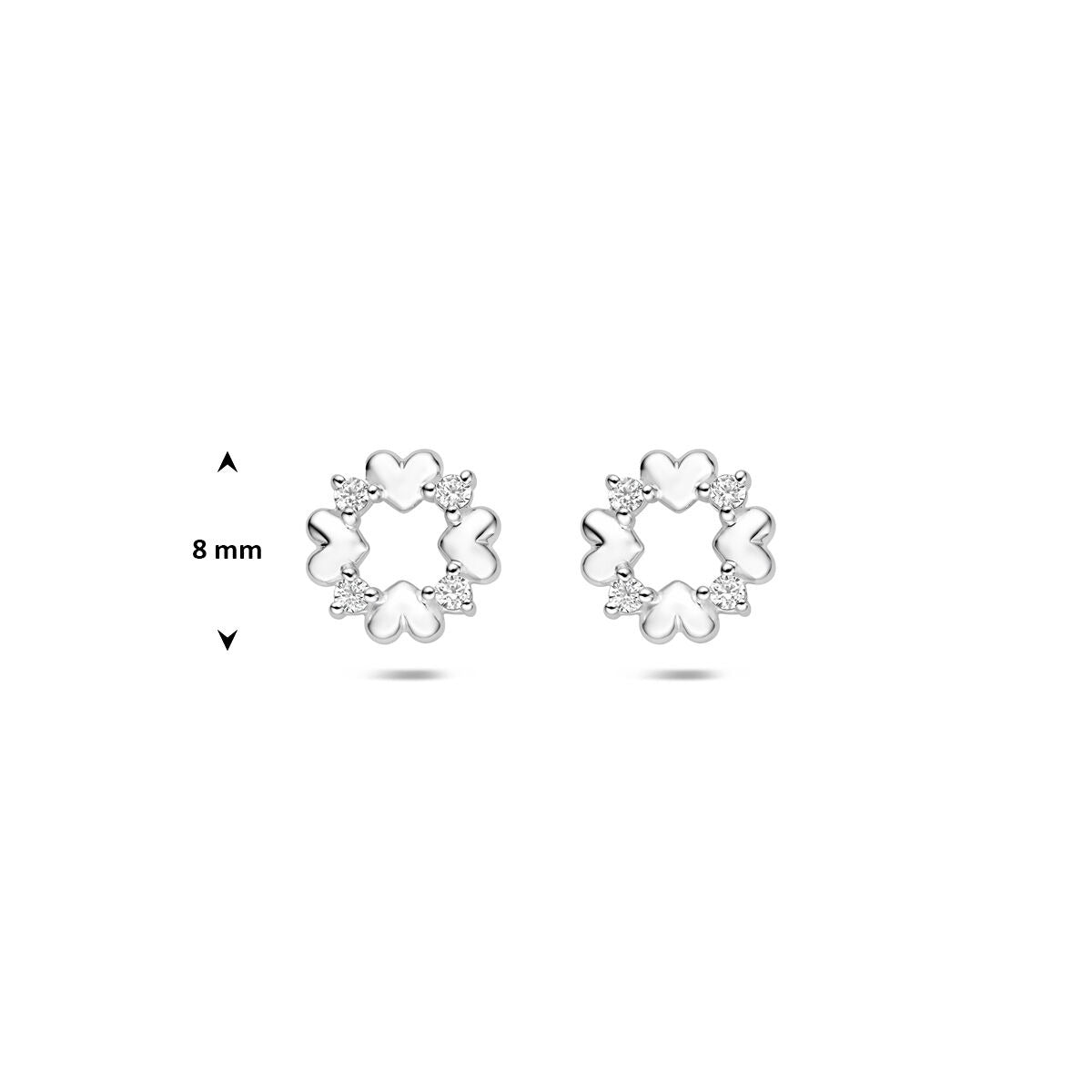 Puces d'oreilles en argent rhodié en forme de cœur avec zircone