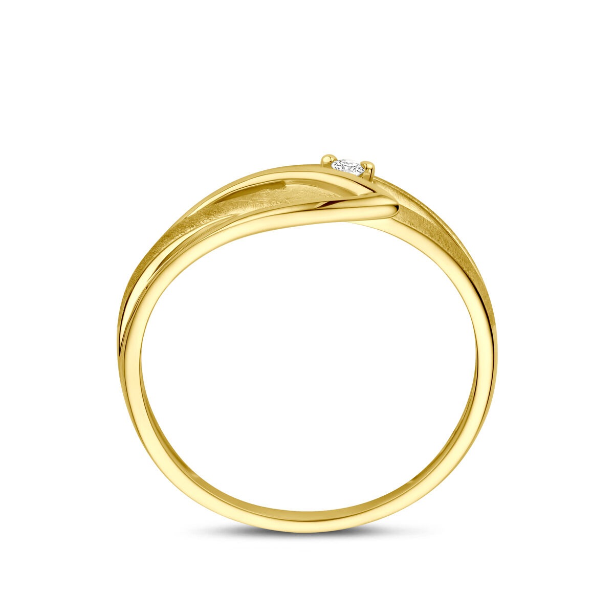 Bague pour femme en or jaune 14k avec diamant – 7 mm de large