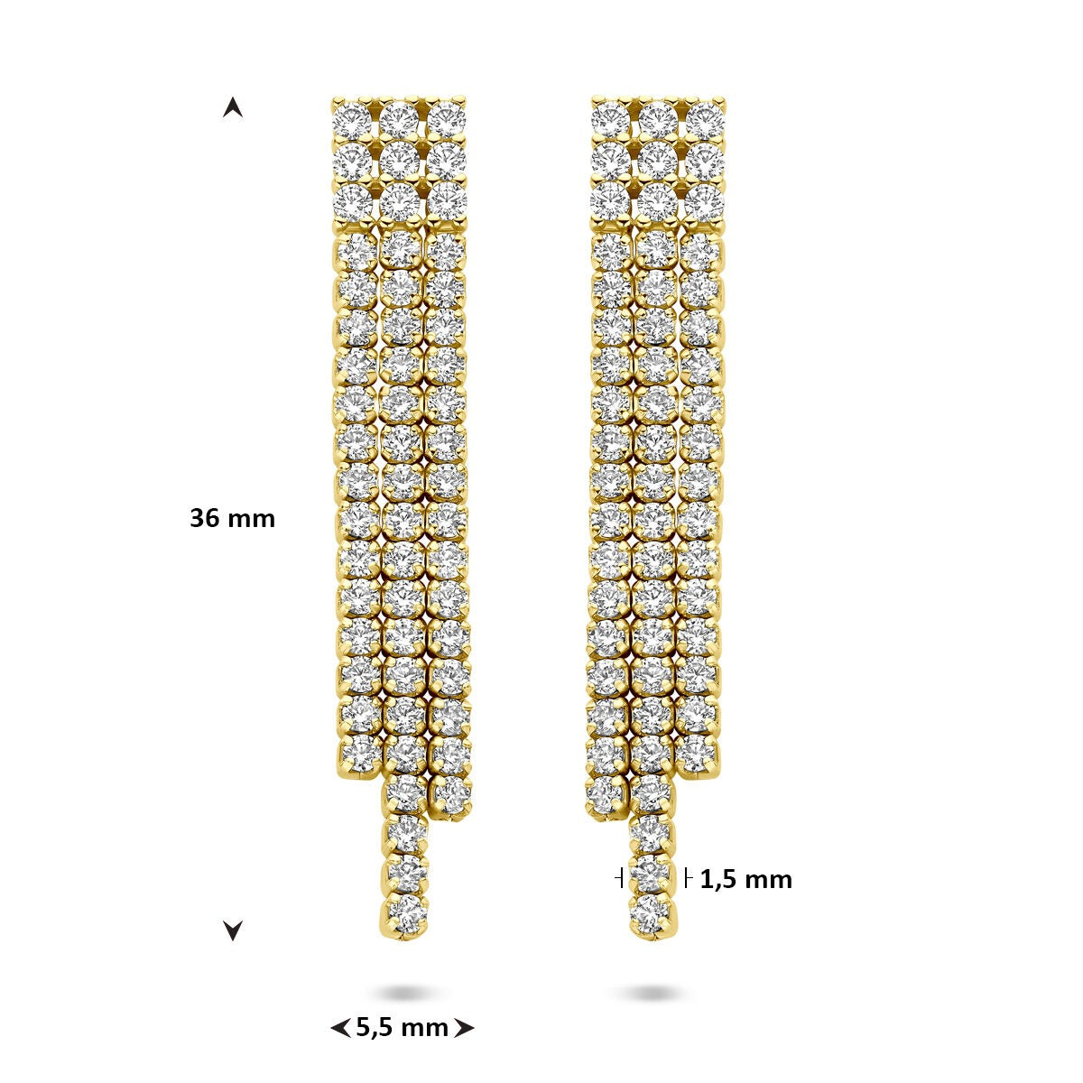 Boucles d'oreilles plaqué or avec zircone – sertissage entourage 36 mm