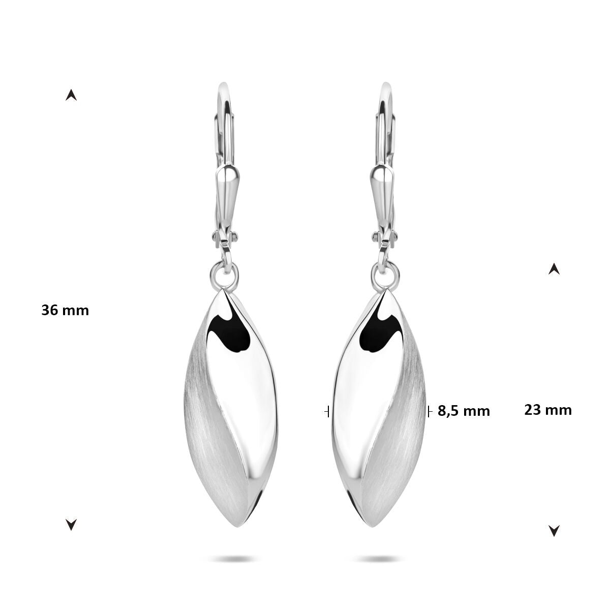 Boucles d'oreilles argent ovales – boucles d'oreilles rhodiées pour femme avec fermoir à brisure