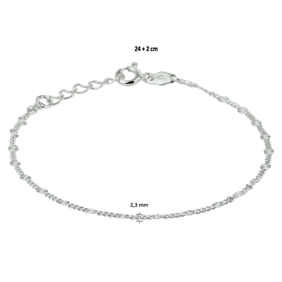 Bracelet de cheville en argent rhodié – 24-26 cm