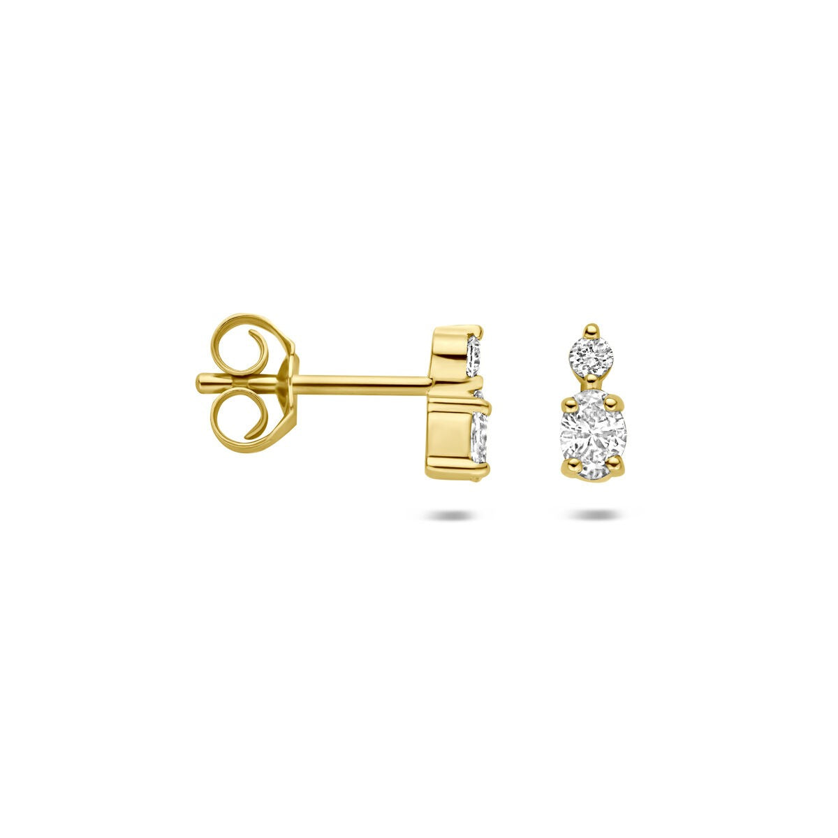 Puces d'oreilles en or jaune 14k avec diamant cultivé en laboratoire