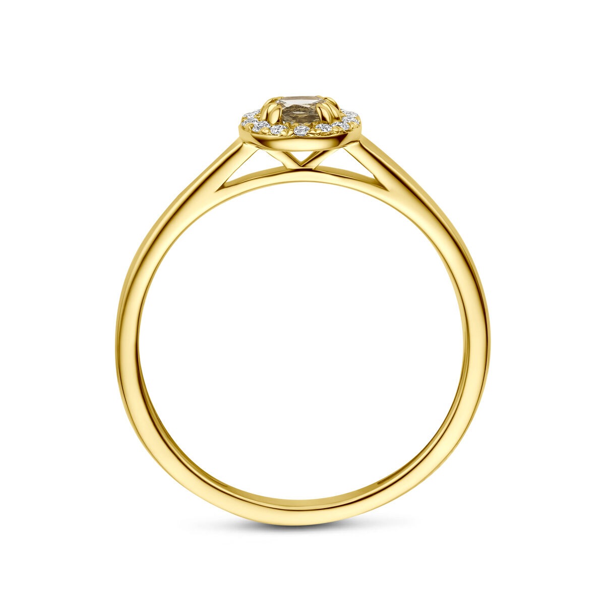 Bague en or jaune 14k avec améthyste verte et diamant cultivé en laboratoire