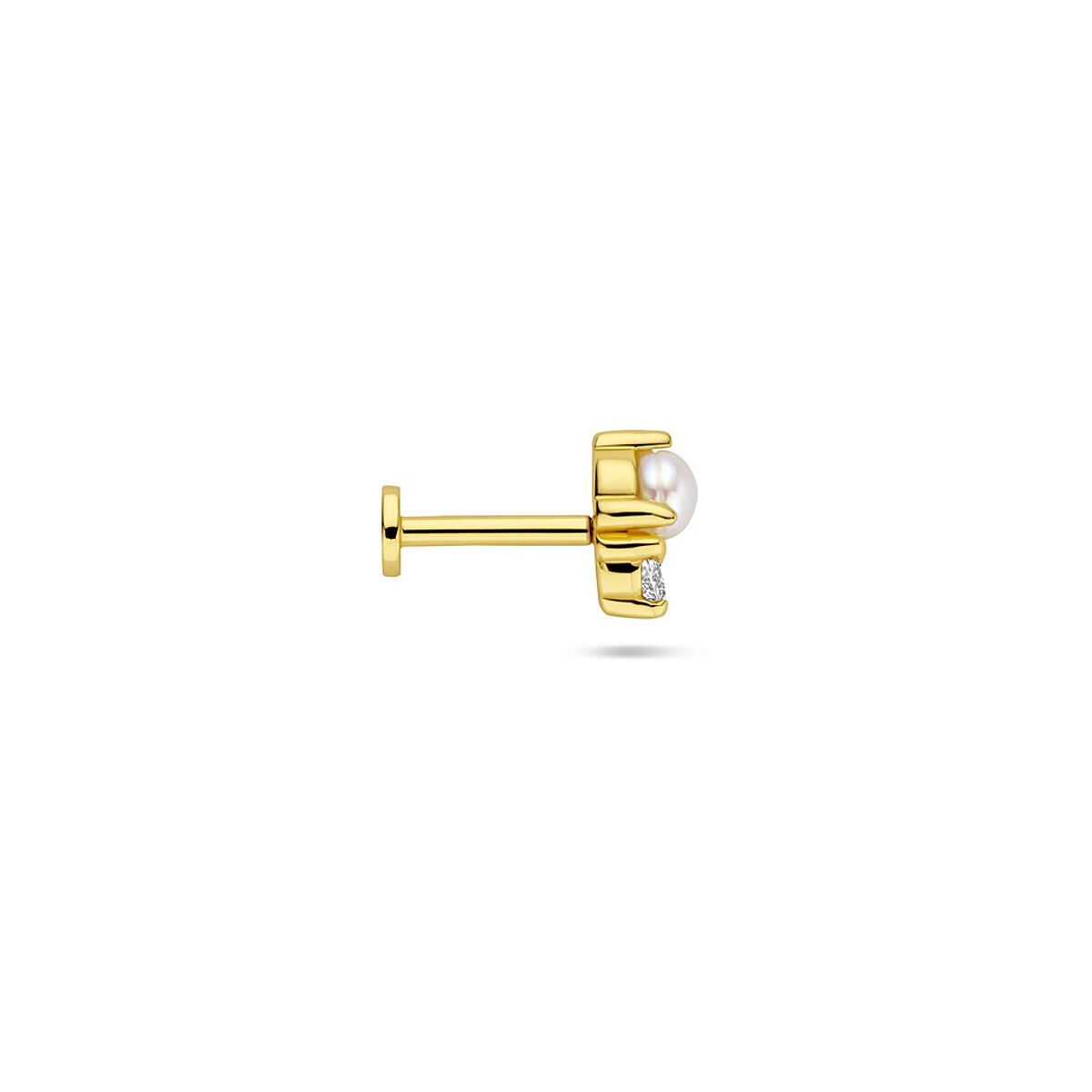 Piercing plaqué or 925 argent plat avec perle et zircone