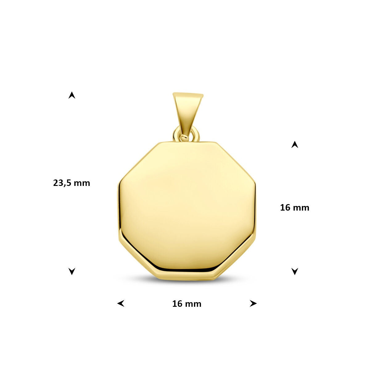Médaillon octogonal en argent 925 plaqué or