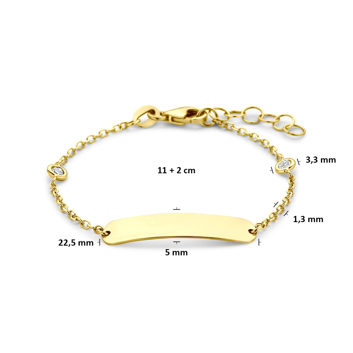 Bracelet de bébé en or jaune 14k avec diamant cultivé en laboratoire